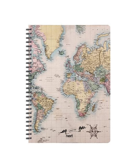 Next trends world map II τετράδιο σπιράλ 3 θέματα 105 φύλλα 17x25εκ.