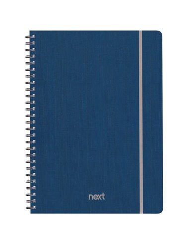 Next fabric τετράδιο σπιράλ λάστιχο μπλε 17x25εκ. 105φ. 3θ