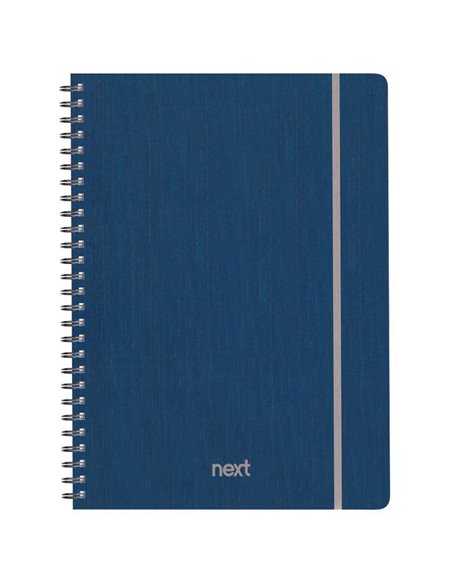 Next fabric τετράδιο σπιράλ λάστιχο μπλε 17x25εκ. 105φ. 3θ