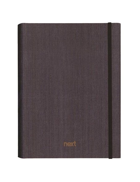 Next Fabric τετράδιo με κρυφό σπιράλ γκρι σκούρο με λάστιχο 17x25εκ. 5θεμ., 175φ.