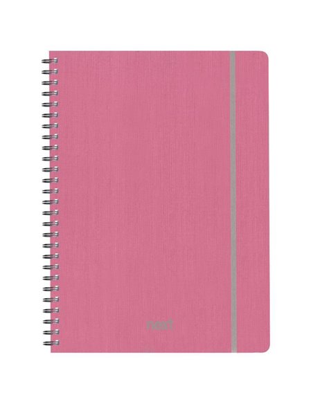 Next fabric τετράδιο σπιράλ λάστιχο ροζ  21x29εκ. 140φ. 4θ