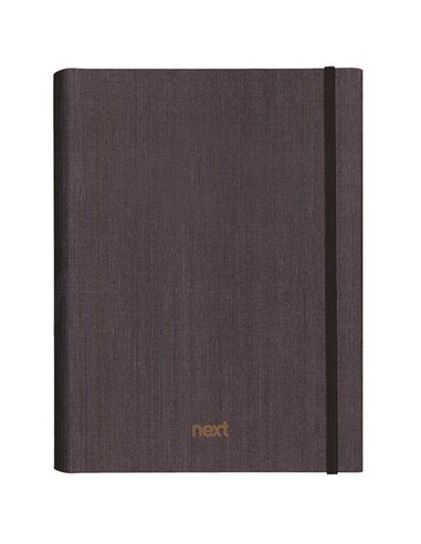 Next Fabric τετράδιo με κρυφό σπιράλ  σκούρο γκρι με λάστιχο 21x29εκ. 5θεμ., 175φ.