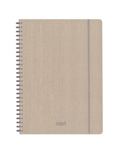 Next fabric τετράδιο σπιράλ λάστιχο εκρού 21x29εκ. 140φ. 4θ