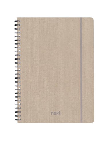 Next fabric τετράδιο σπιράλ λάστιχο εκρού 21x29εκ. 140φ. 4θ