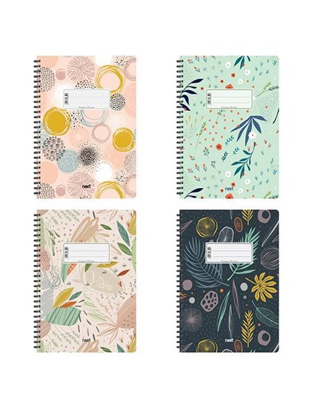 Next Floral τετράδιo σπιράλ 21x29εκ. 2θεμ., 70φ.