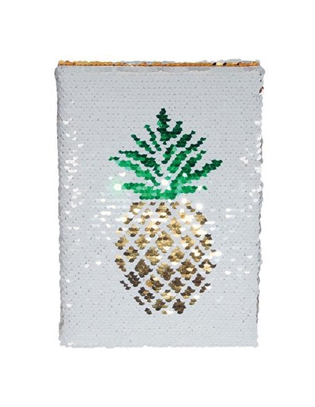 Τετράδιο με παγιέτες, Ανανάς, 80 φύλλα, 15x21 εκ.