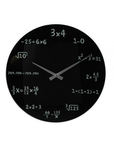 Ρολόι τοίχου γυάλινο μαύρο "mathematic" Ø35εκ.