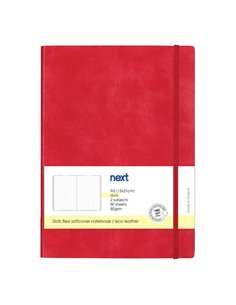 Next Premium κόκκινο τετράδιο Dots flexi λάστιχο 2 θέματα 80 φύλλα 14x21εκ. Δυνατότητα εκτύπωσης
