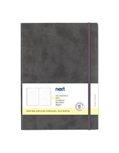 Next Premium γκρι τετράδιο Dots flexi λάστιχο 2 θέματα 80 φύλλα 14x21εκ. Δυνατότητα εκτύπωσης