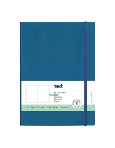 Next Premium μπλε τετράδιο λευκό flexi λάστιχο 2 θέματα 80 φύλλα 14x21εκ. Δυνατότητα εκτύπωσης