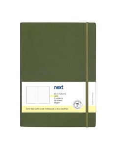 Next Premium πράσινο τετράδιο Dots flexi λάστιχο 2 θέματα 80 φύλλα 17x25εκ. Δυνατότητα εκτύπωσης