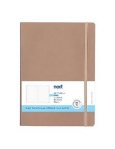 Next Premium μπεζ τετράδιο ριγέ flexi λάστιχο 2 θέματα 80 φύλλα 17x25εκ. Δυνατότητα εκτύπωσης
