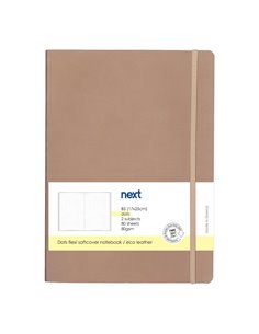 Next Premium μπεζ τετράδιο Dots flexi λάστιχο 2 θέματα 80 φύλλα 17x25εκ. Δυνατότητα εκτύπωσης