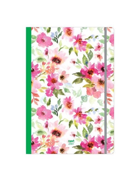 Next trends Flowers τετράδιο flexi λάστιχο 17x25εκ. 2θεμ. 80φ.