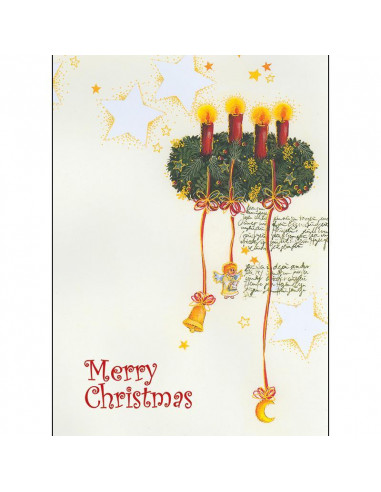 Ευχετήριες κάρτες χριστουγεννιάτικες "στεφάνι" 11,6x16εκ.