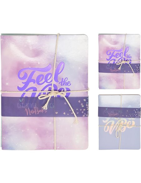 Σημειωματάρια 60 φύλλων, σετ 3 σχεδίων, 15x21εκ.