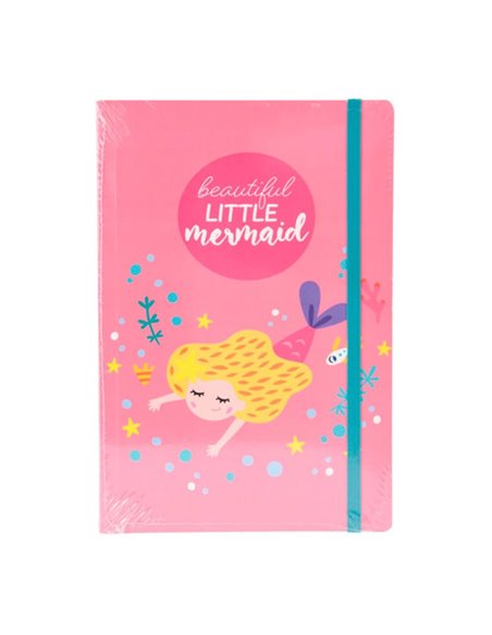 Σημειωματάριο Α5 "Beautiful little mermaid" ροζ 14x21εκ.