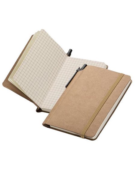 Σημειωματάριο eco με λάστιχο και στυλό καφέ Α6 Υ14x9,7x1.1εκ.