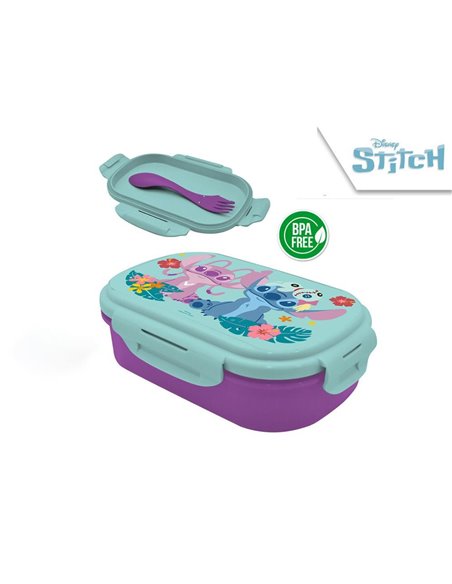 Φαγητοδοχείο Stitch με μαχαιροπίρουνα 21x14x6εκ.