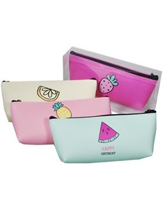 Κασετίνα φρούτα κοκτέηλ 4 χρώματα 18,5x8εκ.