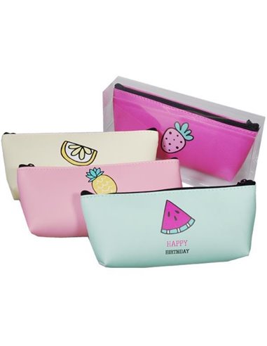 Κασετίνα φρούτα κοκτέηλ 4 χρώματα 18,5x8εκ.