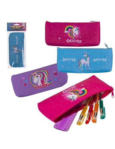 Κασετίνα "μονόκερος" PVC με φερμουάρ 3 σχέδια 21x9.5εκ. σε blister