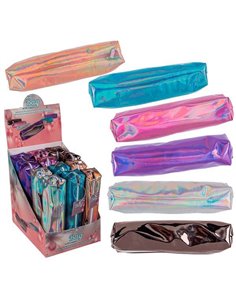 Κασετίνα PU με φερμουάρ 6 μεταλλικά χρώματα 22x5εκ.