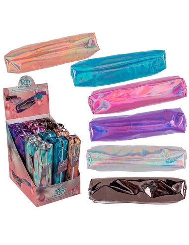 Κασετίνα PU με φερμουάρ 6 μεταλλικά χρώματα 22x5εκ.