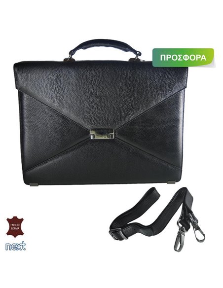 Δερμάτινη τσάντα επαγγελματική 30x40x11εκ. μαύρη