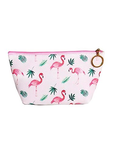 Κασετίνα pu "Flamingo" λευκό-πράσινο Y13x22x16εκ.