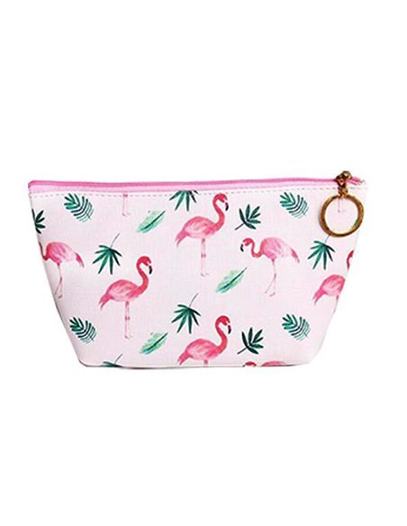 Κασετίνα pu "Flamingo" λευκό-πράσινο Y13x22x16εκ.