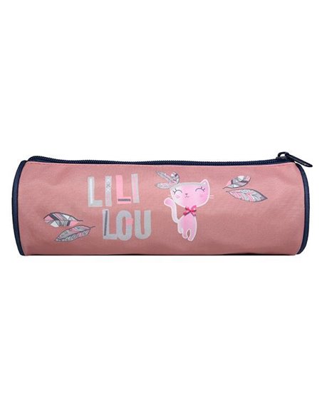 Bagtrotter κασετίνα βαρελάκι Lililou ροζ 22x7x7εκ.