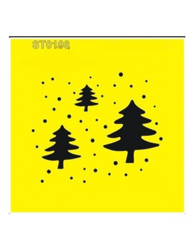Στένσιλ πλαστικό "Χριστουγεννιάτικα δέντρα" 16x16εκ.  (ST0108A)