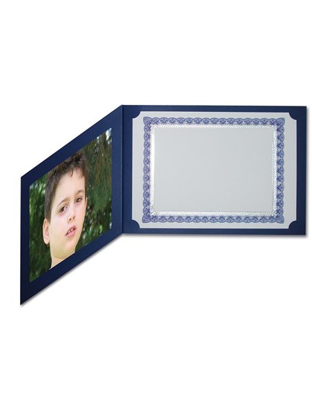 Next πολυτελής θήκη επαίνων-πτυχίων 3πλή μπλε 33x23εκ.