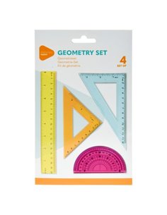 Σετ γεωμετρικών οργάνων 4 τεμαχίων χρωματιστό