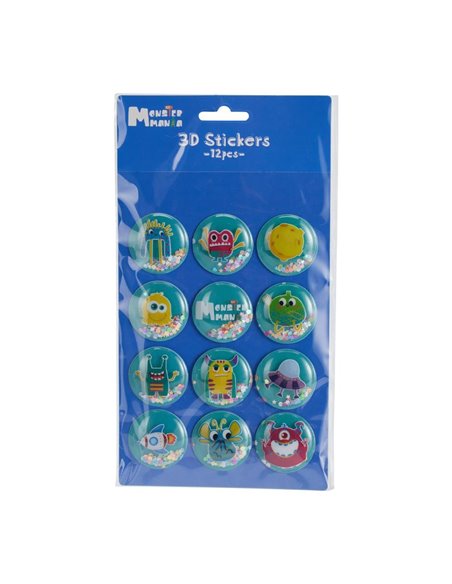 Αυτοκόλλητα 3D monsters 12 τεμάχια