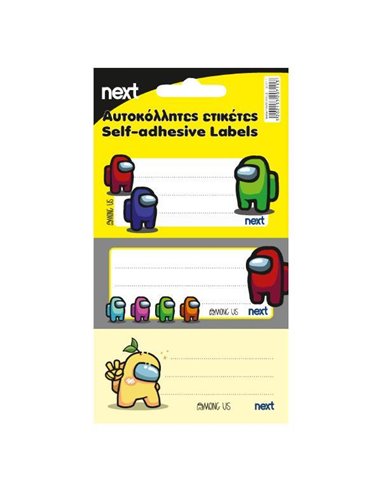 Next 30 ετικέτες τετραδίων "Among us" 8,5x4εκ., αυτοκόλλητες
