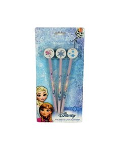 Μολύβια με σβήστρα frozen 19εκ. σετ 3 τμχ.