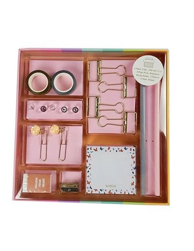 Σετ γραφικής ύλης butterflies 19 τεμ. σε κουτί δώρου Υ3x22×22εκ.