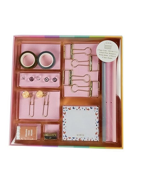 Σετ γραφικής ύλης butterflies 19 τεμ. σε κουτί δώρου Υ3x22×22εκ.