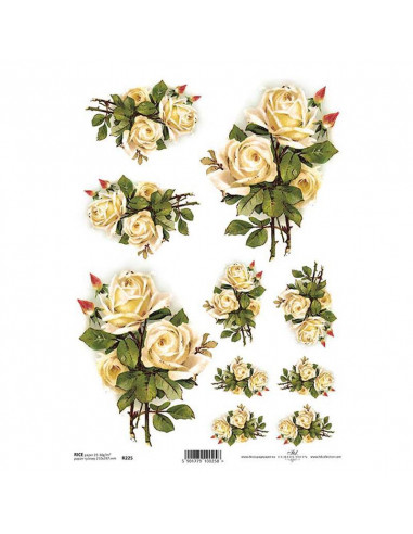 Ριζόχαρτο "white roses" 21x29εκ.   (ITD-R225)