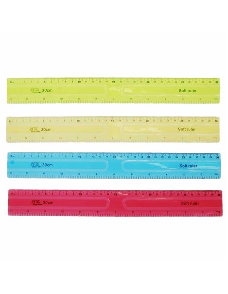 Χάρακας "Flexi" διάφανος διάφορα χρώματα 30εκ.