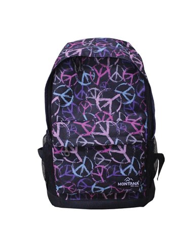 Montana τσάντα πλάτης εφηβική μαύρη με σχέδια με 1 θήκη 42x31x13εκ.