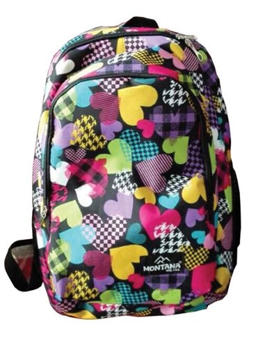 Montana τσάντα πλάτης εφηβική καρδιές με μπροστινή θήκη 40x27x12εκ.