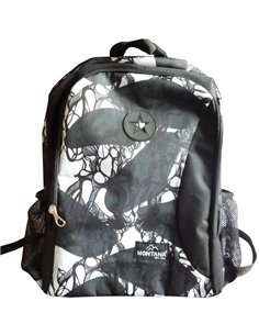Montana τσάντα πλάτης εφηβική μαύρα λουλούδια με 1 θήκη 40x28x13εκ.