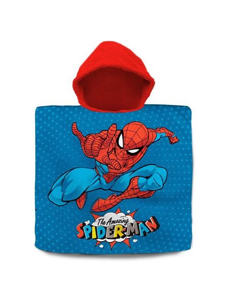 Πετσέτα παιδική θαλάσσης, πόντσο με κουκούλα  "Spiderman" 60x60εκ.