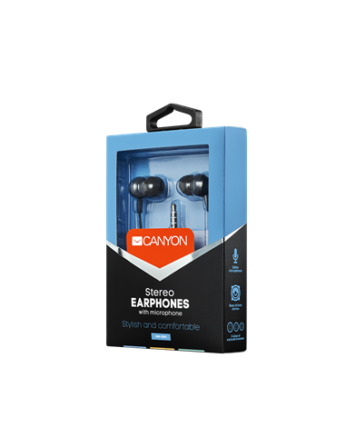 Canyon Jazzy earphones with microphone, alu DARK GRAY, 3.5mm - CNS-CEP3DG