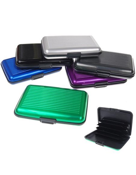 Σκληρή θήκη αλουμινίου για έως 12 κάρτες, 10.5x7x2εκ. διάφορα χρώματα