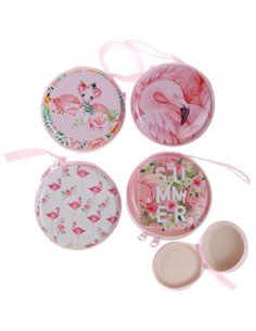 Πορτοφόλι "flamingo" για κέρματα Ø7εκ. κοκτέηλ 4 σχέδια