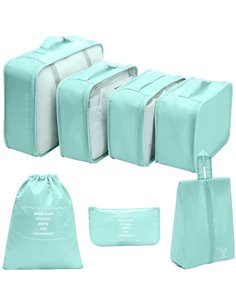 Θήκες οργάνωσης ταξιδίου γαλάζιο σετ 8 τεμαχίων